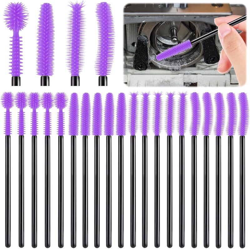 FJW Store Machine Cleaning Brushes, Reusable Silicone Dense Bristles Clean Brush for Sewing Machine Internal and Spool Area, The Every Nook and Cranny Sewing Machine Cleaning Tools 20 PCS Purple - Image 1